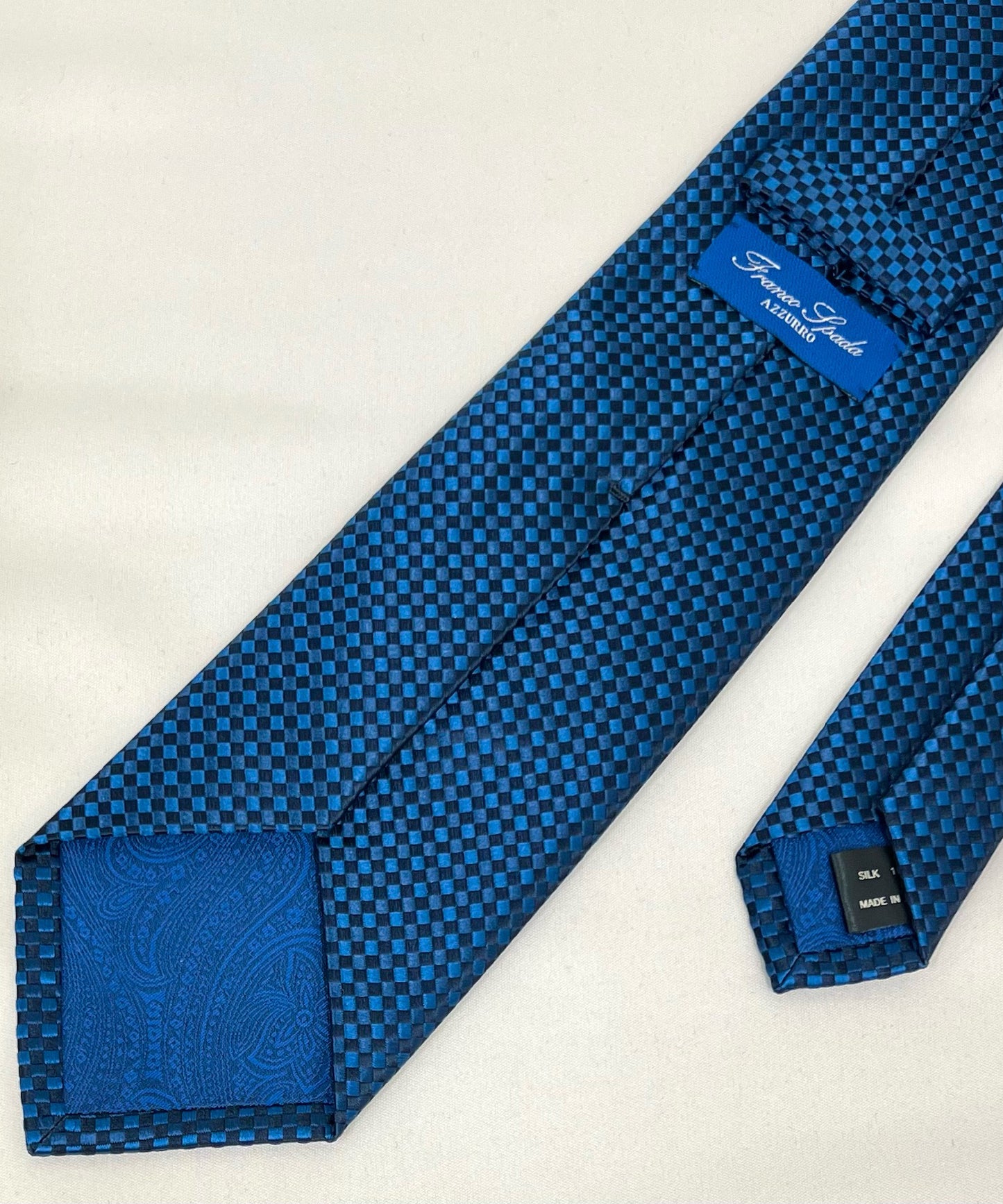 AZZURRO(アズーロ) 新大バスケットグラデーション無地調ジャガードネクタイ:ネイビー×フォレストブルー