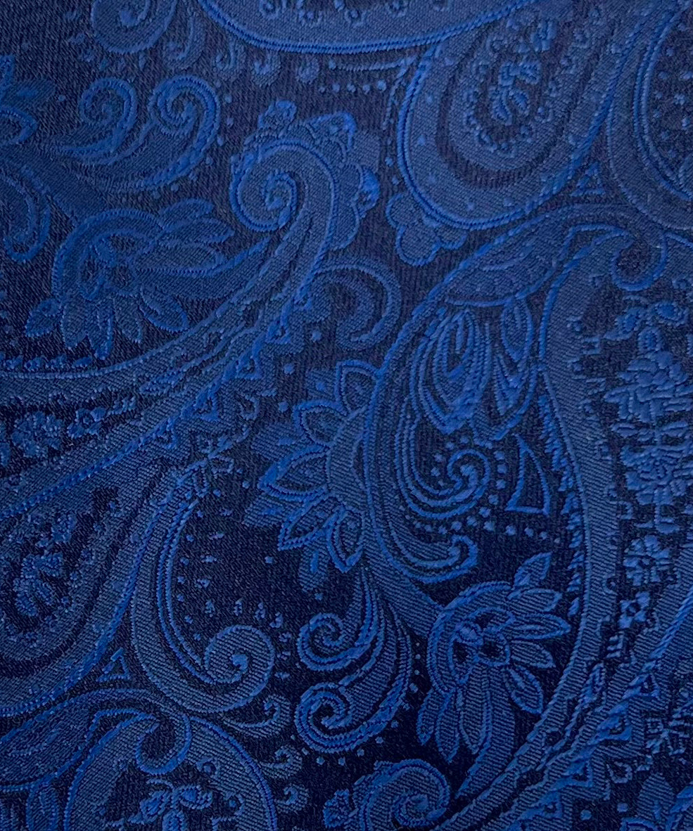 AZZURRO(アズーロ) 新更紗ペーズリーグラデーション無地調ジャガードネクタイ:ミッドナイトネイビー×ダークブルー
